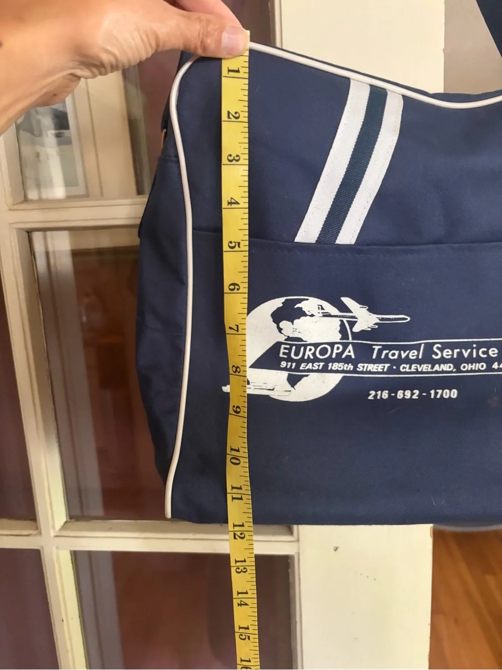 VINTAGE Europa Travel Cleveland Navy Canvas Crossbody Bag